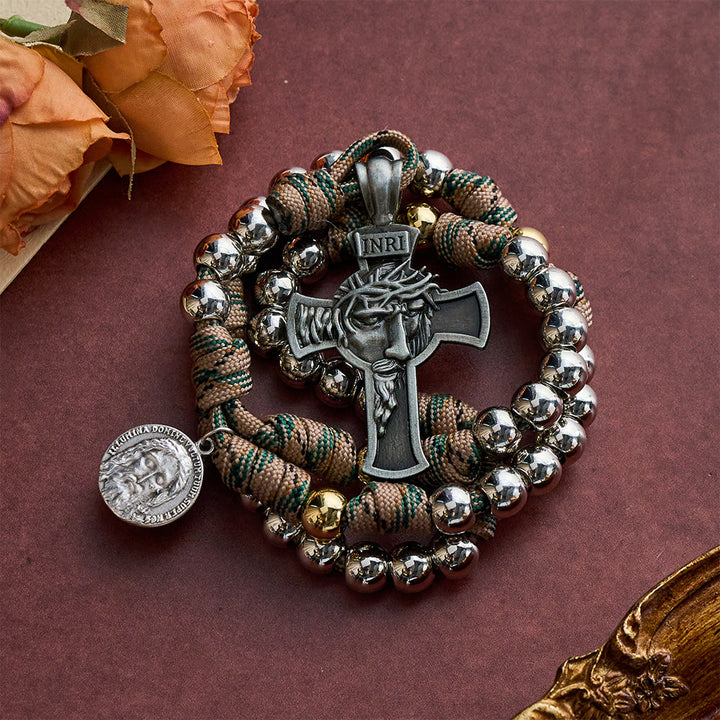 SolaceBeads Silver Tone Beaded Holy Face Devotion Rosary Chaplet: For Courage &amp; Faith - image 6