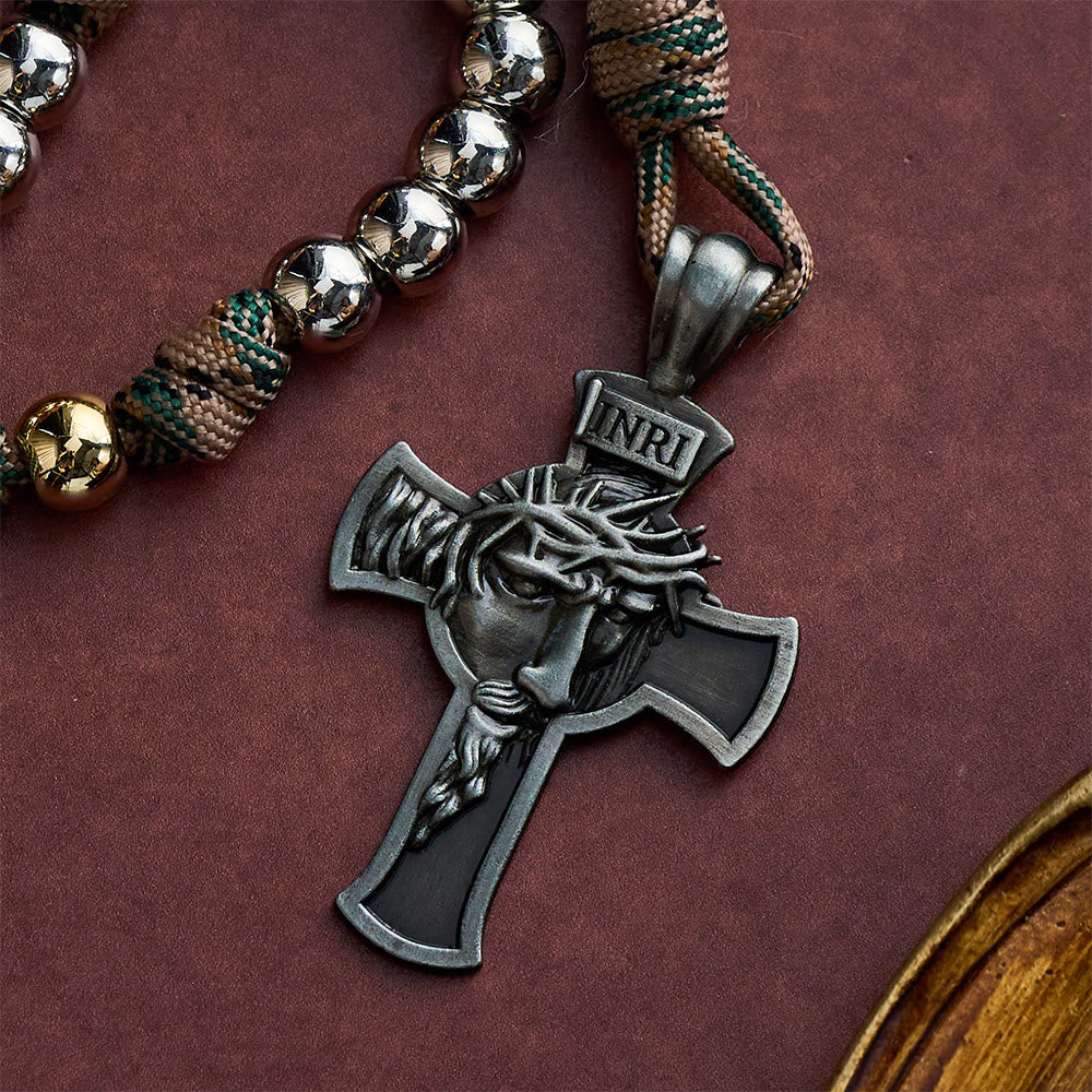 SolaceBeads Silver Tone Beaded Holy Face Devotion Rosary Chaplet: For Courage &amp; Faith - image 5