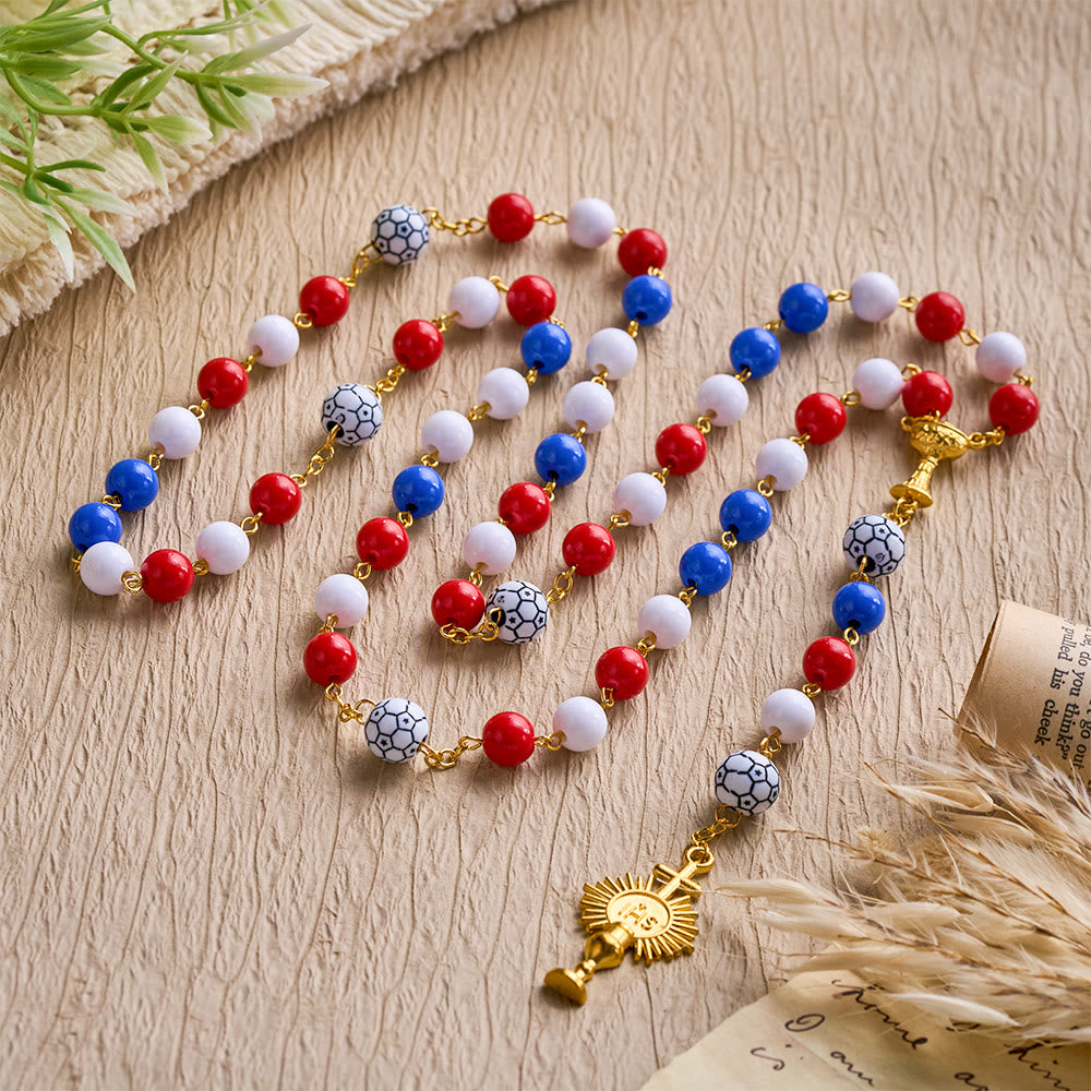 SolaceBeads American Tri-Tone Beaded Sport Rosary With Golden Chalice: For Devotion &amp; Team Pride - image 6