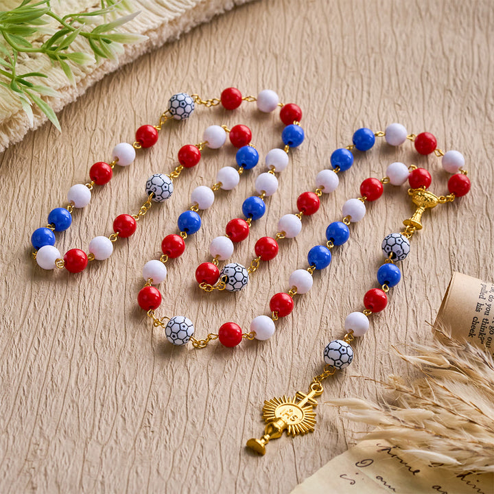 SolaceBeads American Tri-Tone Beaded Sport Rosary With Golden Chalice: For Devotion &amp; Team Pride - image 6