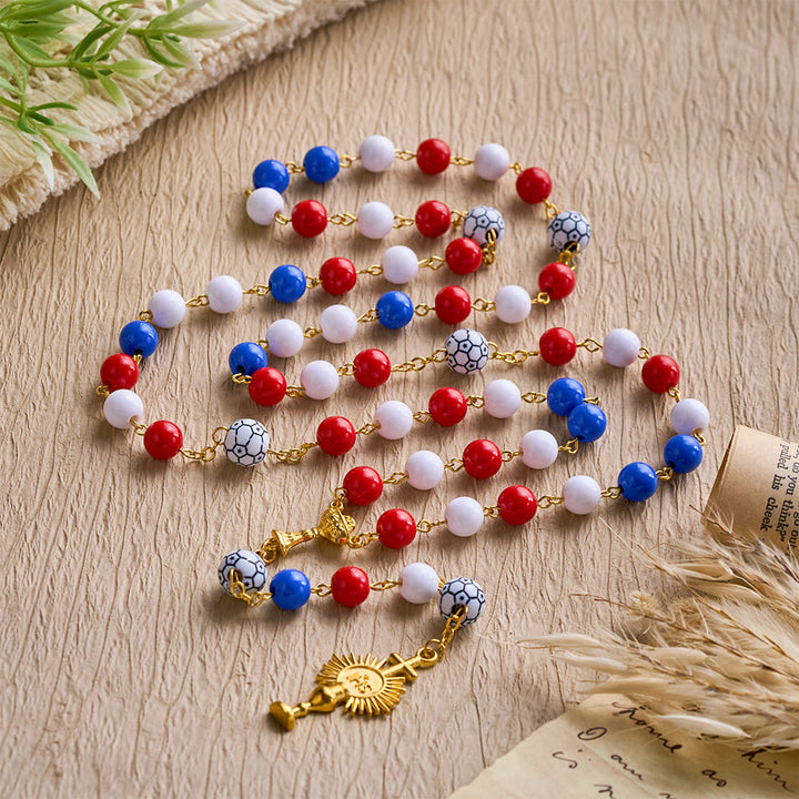 SolaceBeads American Tri-Tone Beaded Sport Rosary With Golden Chalice: For Devotion &amp; Team Pride - image 7