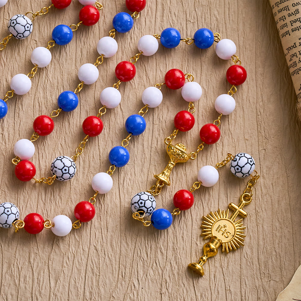 SolaceBeads American Tri-Tone Beaded Sport Rosary With Golden Chalice: For Devotion &amp; Team Pride - image 4