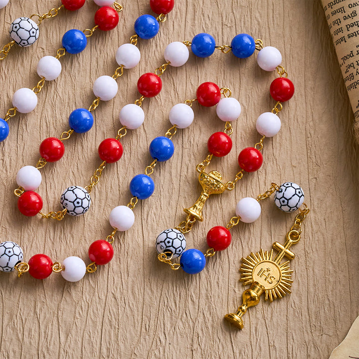 SolaceBeads American Tri-Tone Beaded Sport Rosary With Golden Chalice: For Devotion &amp; Team Pride - image 4