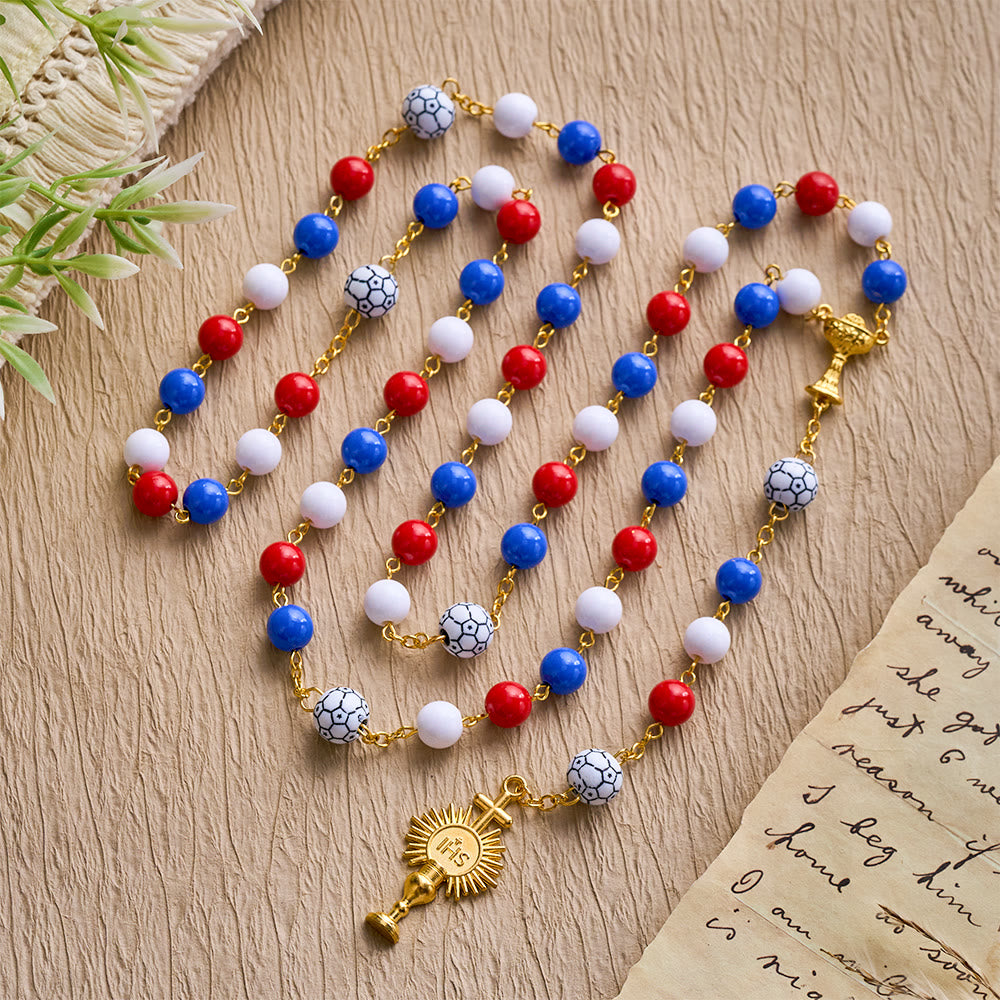 Solacebeads The French Tricolor Beaded Faith Sport Rosary With Golden Chalice: United In Faith - image 5