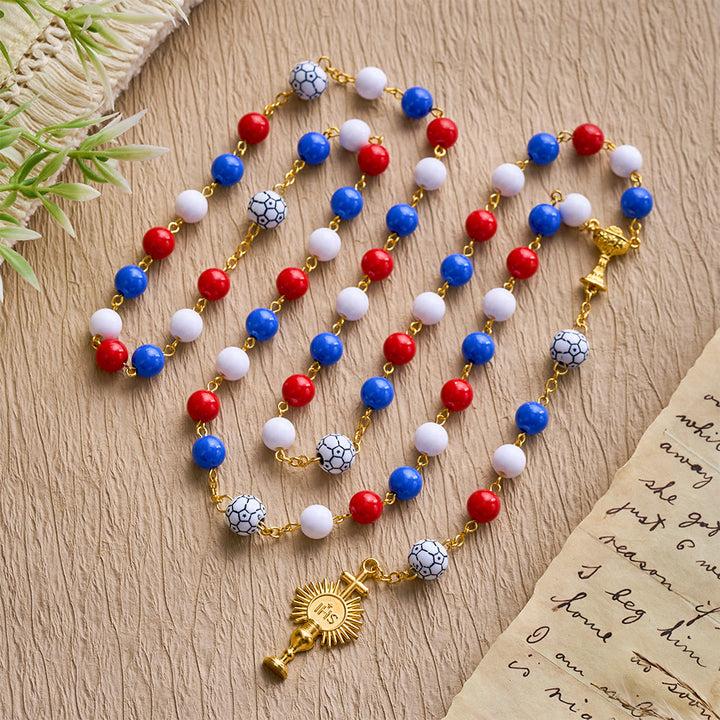 Solacebeads The French Tricolor Beaded Faith Sport Rosary With Golden Chalice: United In Faith - image 5