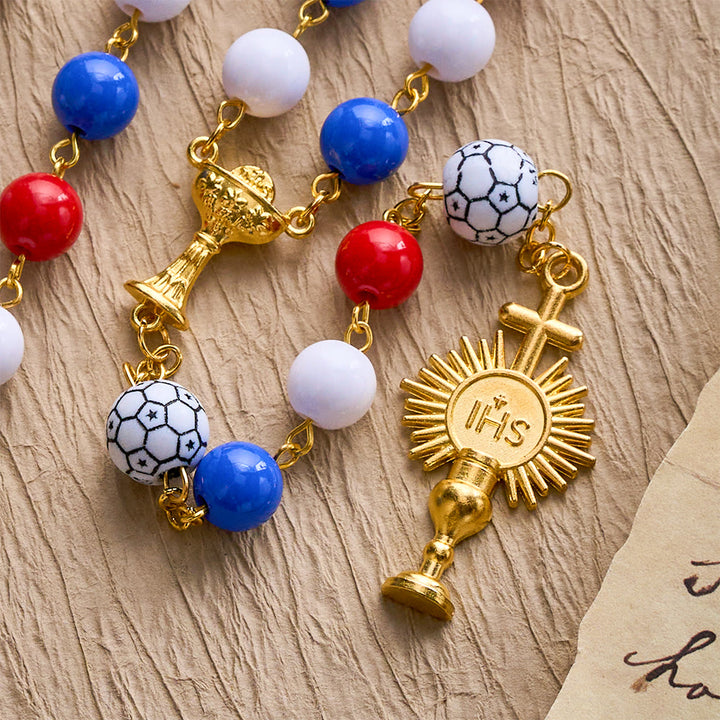 Solacebeads The French Tricolor Beaded Faith Sport Rosary With Golden Chalice: United In Faith - image 3