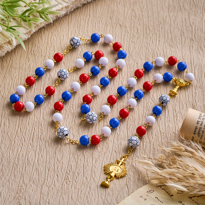 Solacebeads The French Tricolor Beaded Faith Sport Rosary With Golden Chalice: United In Faith - image 7
