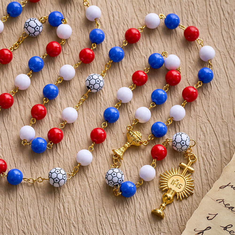 Solacebeads The French Tricolor Beaded Faith Sport Rosary With Golden Chalice: United In Faith - image 4