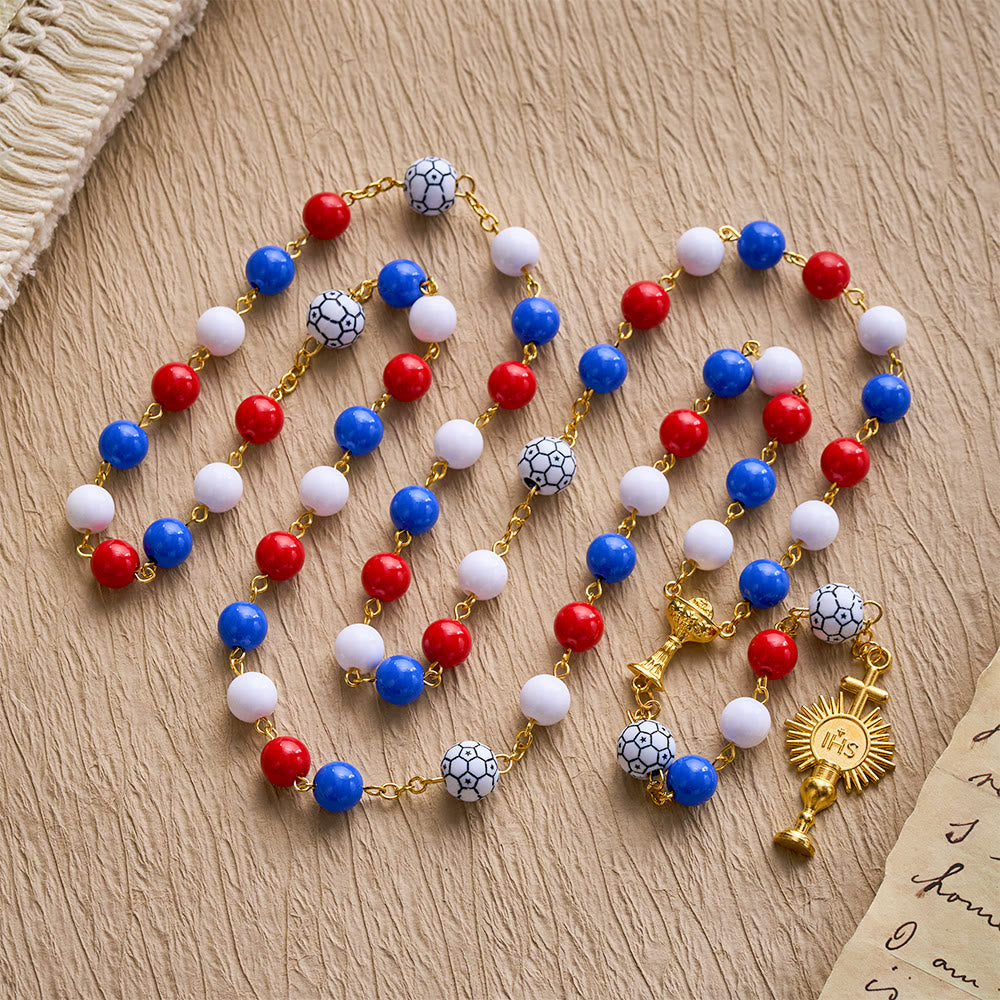 Solacebeads The French Tricolor Beaded Faith Sport Rosary With Golden Chalice: United In Faith - image 6