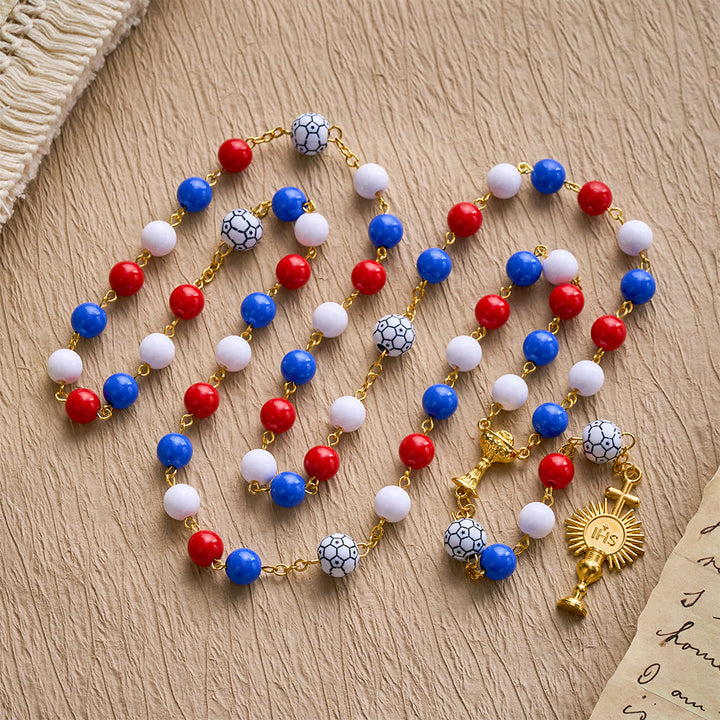Solacebeads The French Tricolor Beaded Faith Sport Rosary With Golden Chalice: United In Faith - image 6