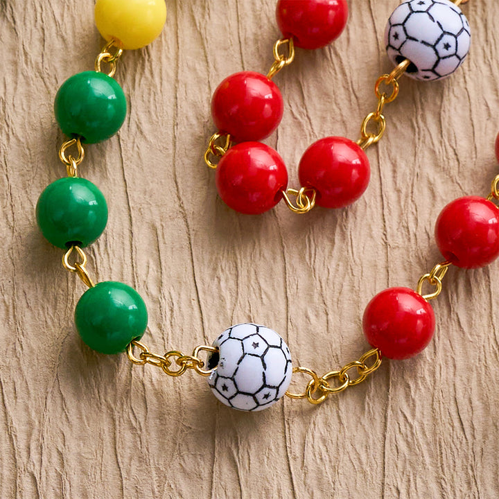 SolaceBeads Multicolor Sport Rosary——Unity Inspired Beaded Design with Soccer Accents &amp; Sacred Details - image 5