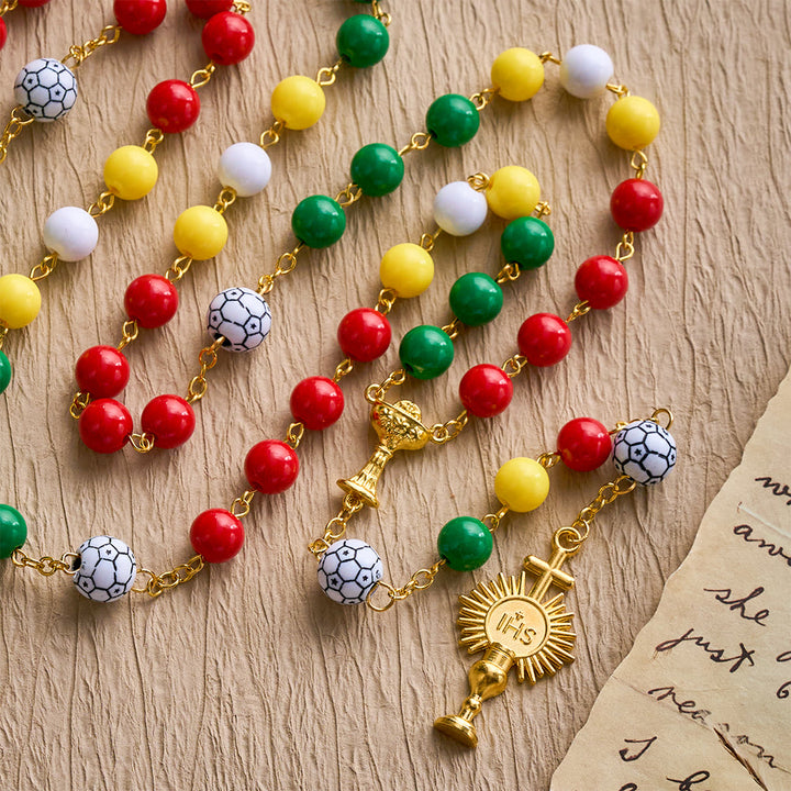 SolaceBeads Multicolor Sport Rosary——Unity Inspired Beaded Design with Soccer Accents &amp; Sacred Details - image 4