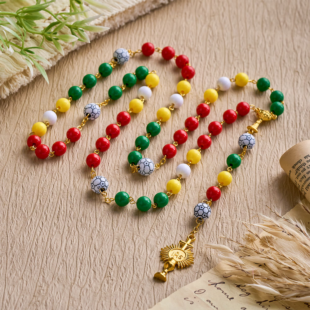 SolaceBeads Multicolor Sport Rosary——Unity Inspired Beaded Design with Soccer Accents &amp; Sacred Details - image 2