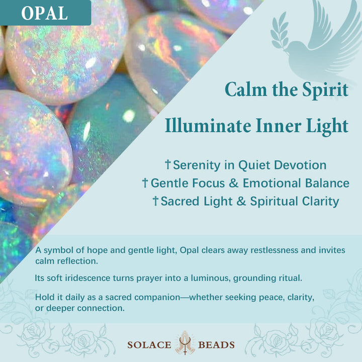 SolaceBeads Opaline with Lampwork Floral Pater Beads Rosary: A Soft Glow for Your Daily Prayer - image 7