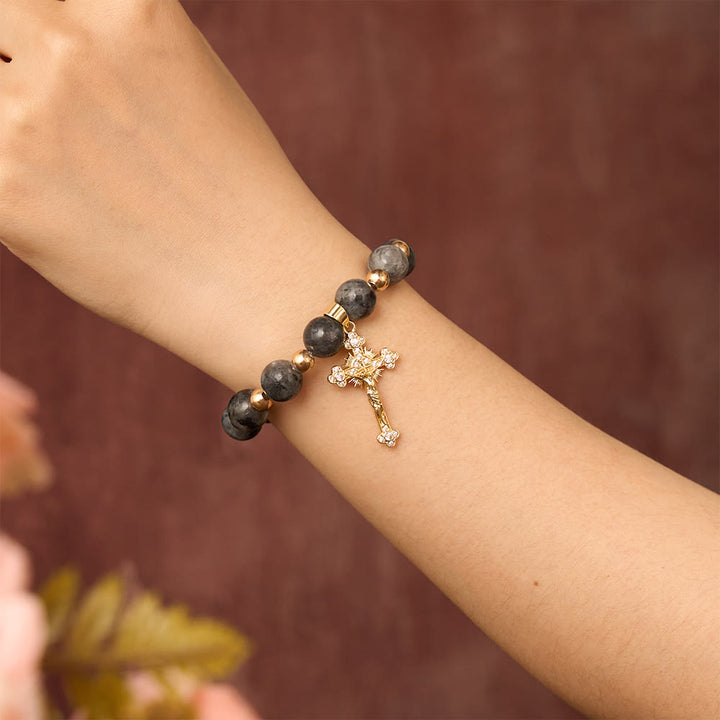 SolaceBeads The Dark Luster Faith Bracelet: Rooted in Peace - Made with Black Flash Bodhi Wood Beads - image 1