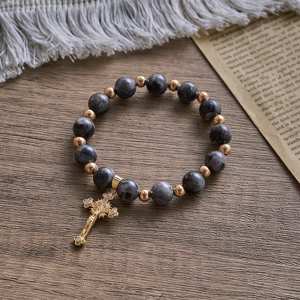 SolaceBeads The Dark Luster Faith Black Flash Bodhi Wood Beads Rosary Bracelet: Rooted in Peace - Bodhi Wood - image 0