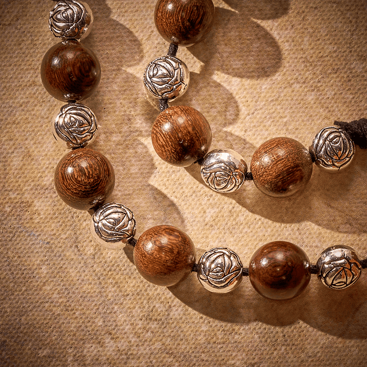 SolaceBeads Golden Sandalwood Car Rosary: For Safe Journeys with Miraculous Medal &amp; Crucifix - image 2