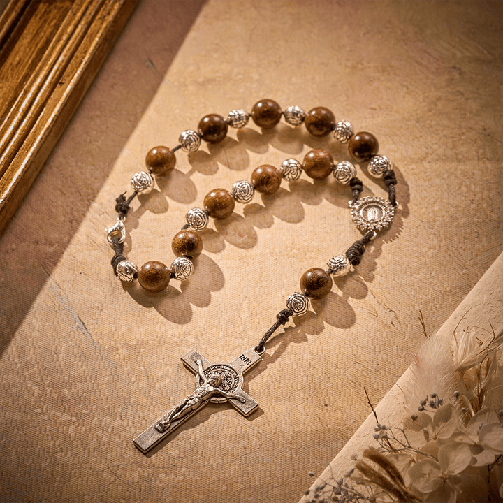 SolaceBeads Golden Sandalwood Car Rosary: For Safe Journeys with Miraculous Medal &amp; Crucifix - image 7
