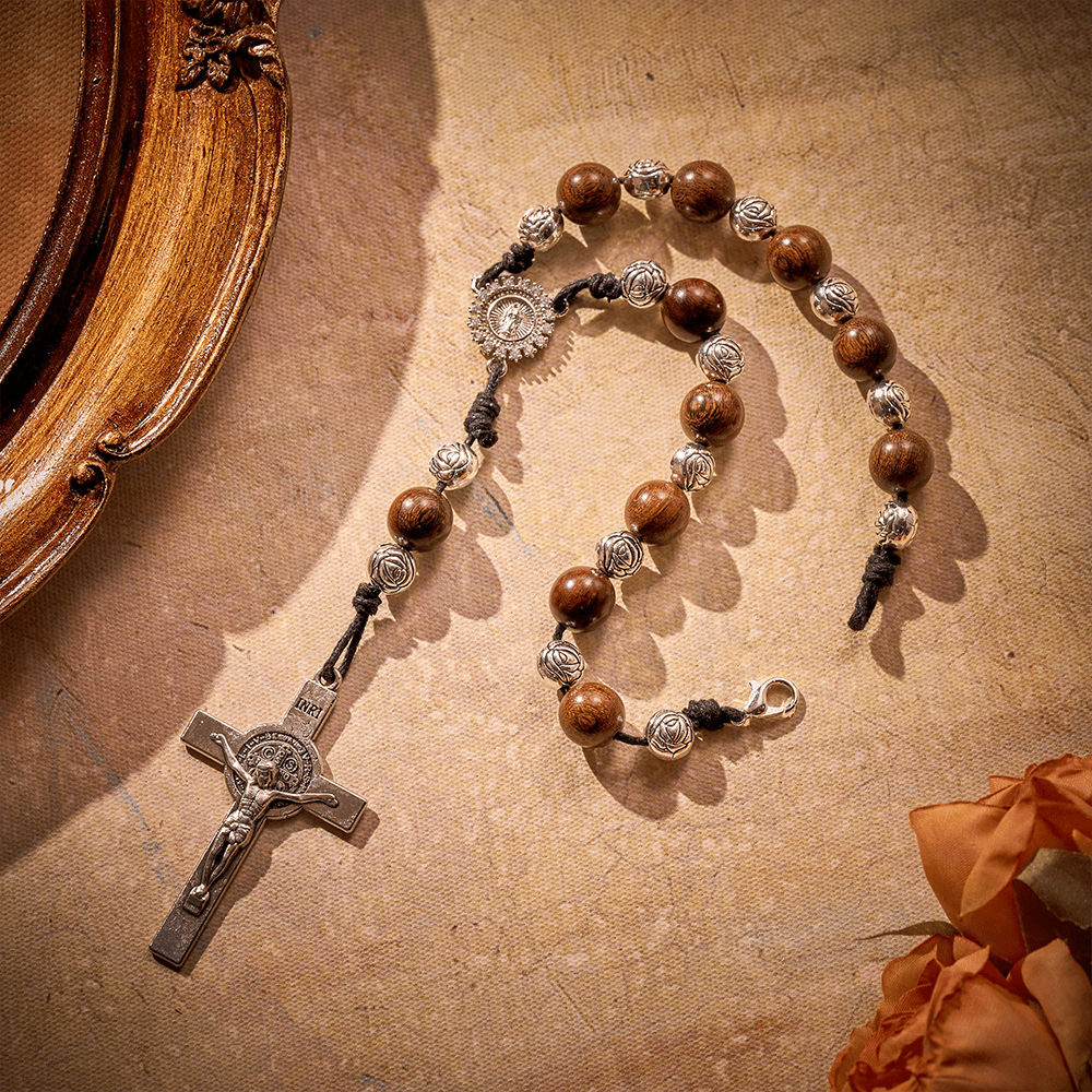 SolaceBeads Golden Sandalwood Car Rosary: For Safe Journeys with Miraculous Medal &amp; Crucifix - image 8