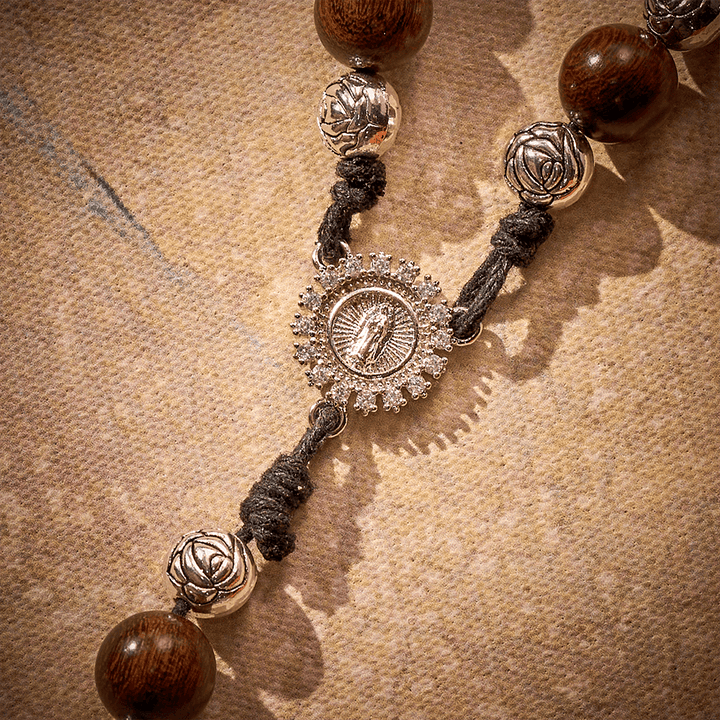 SolaceBeads Golden Sandalwood Car Rosary: For Safe Journeys with Miraculous Medal &amp; Crucifix - image 3