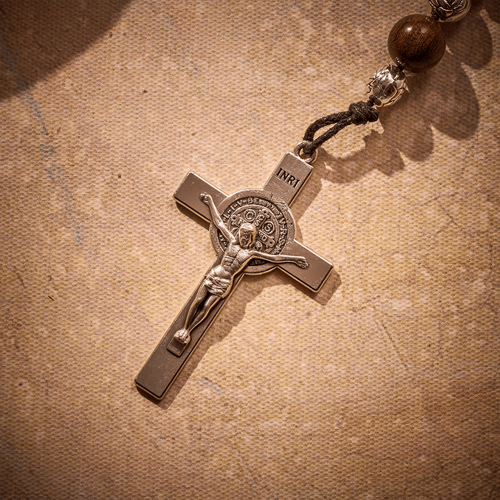 SolaceBeads Golden Sandalwood Car Rosary: For Safe Journeys with Miraculous Medal &amp; Crucifix - image 4
