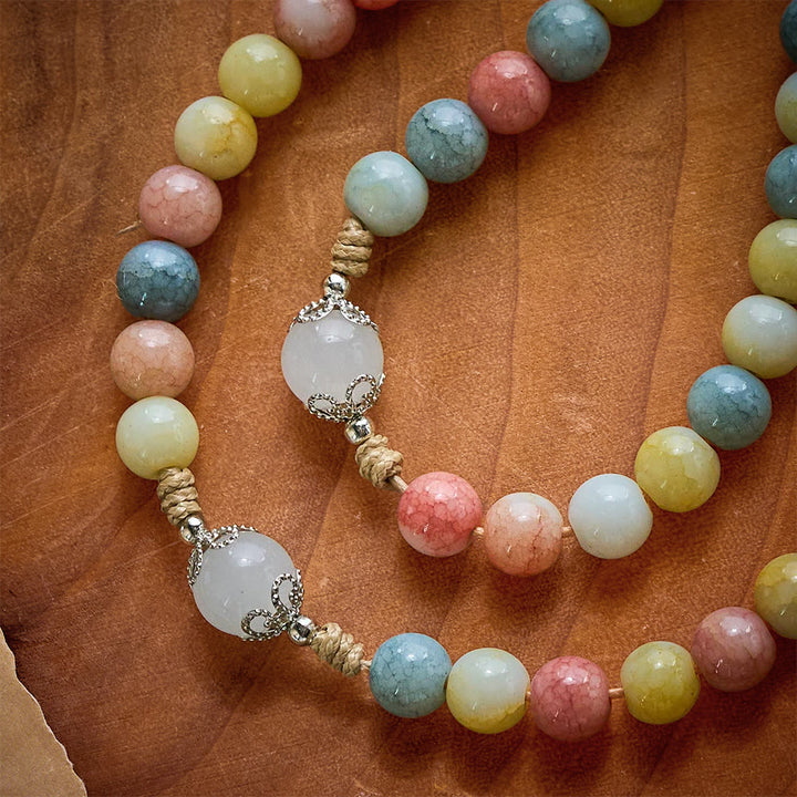 SolaceBeads Multicolor Stone Rosary, Mixed Gemstone &amp; White Jade Beads with Four-Way Cross Medal - image 5
