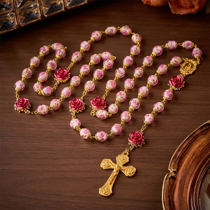 SolaceBeads Handmade Floral Glass Rosary : Lampworkbeads Beads with Rose, Crafted With Devout Spirit - image 13
