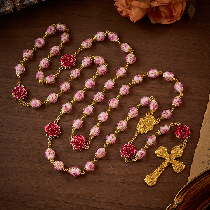 SolaceBeads Handmade Floral Glass Rosary : Lampworkbeads Beads with Rose, Crafted With Devout Spirit - image 11
