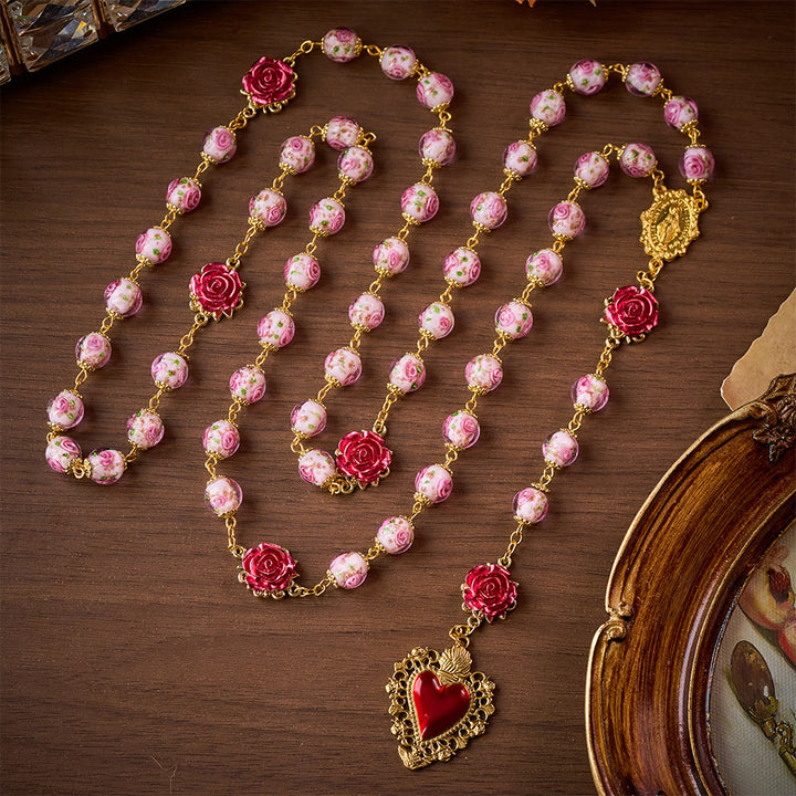 SolaceBeads Handmade Floral Glass Rosary : Lampworkbeads Beads with Rose, Crafted With Devout Spirit - image 11