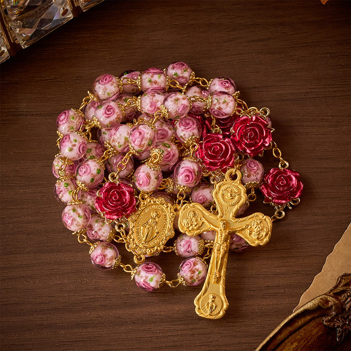 SolaceBeads Handmade Floral Glass Rosary : Lampworkbeads Beads with Rose, Crafted With Devout Spirit - image 10