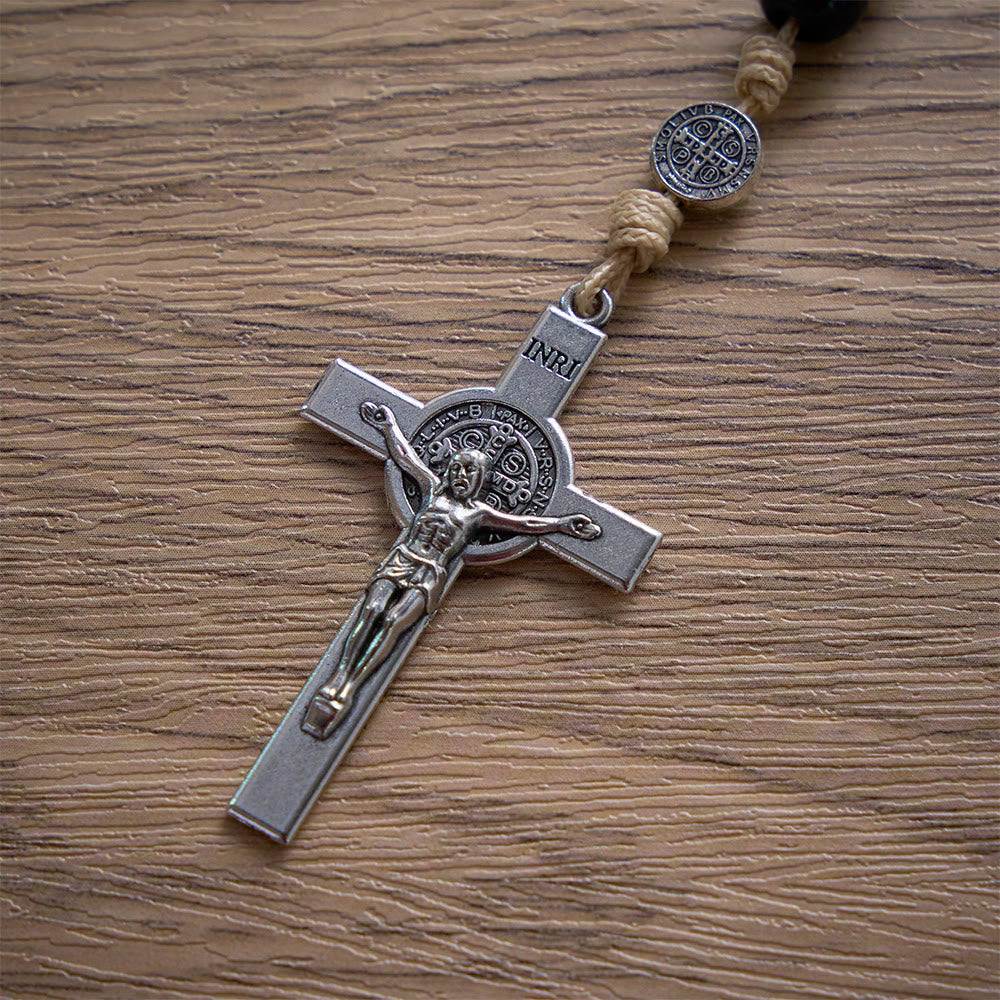 SolaceBeads 15/20 Decade Ebony Wood Rosary With St. Benedict Medals &amp; Crucifix: Protective Strength - image 8