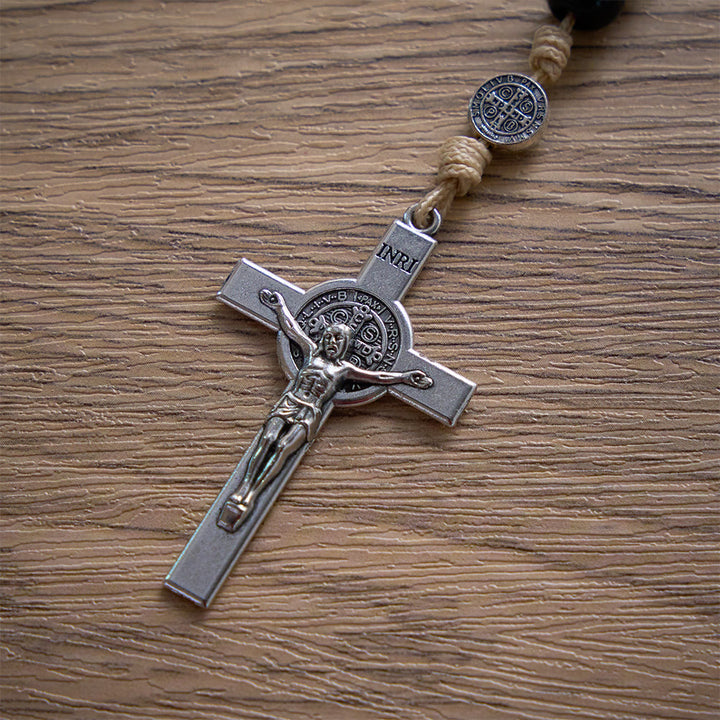 SolaceBeads 15/20 Decade Ebony Wood Rosary With St. Benedict Medals &amp; Crucifix: Protective Strength - image 8