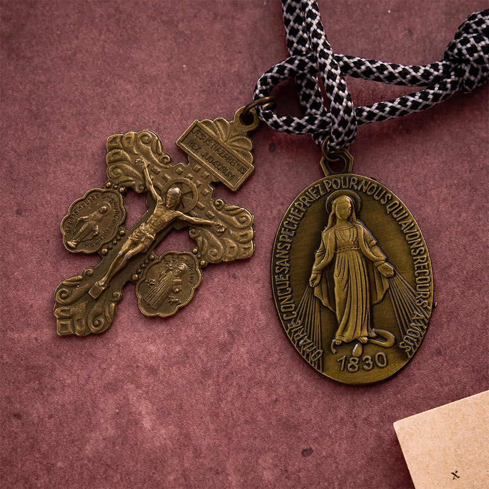 SolaceBeads Bronze Pocket Rosary With Medal &amp; Crucifix: Woven Faith Spirit - image 5