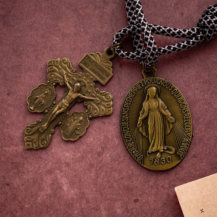 SolaceBeads Bronze Pocket Rosary With Medal &amp; Crucifix: Woven Faith Spirit - image 5