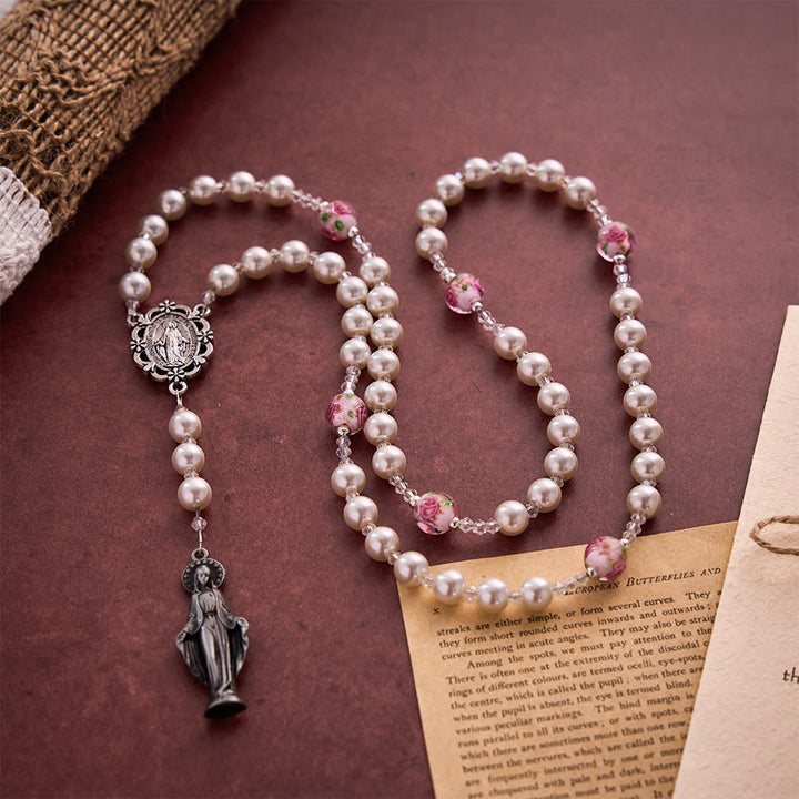 SolaceBeads Pearl Chaplet With Lampwork Accents &amp; Marian Charm: Devout Spirit - image 2