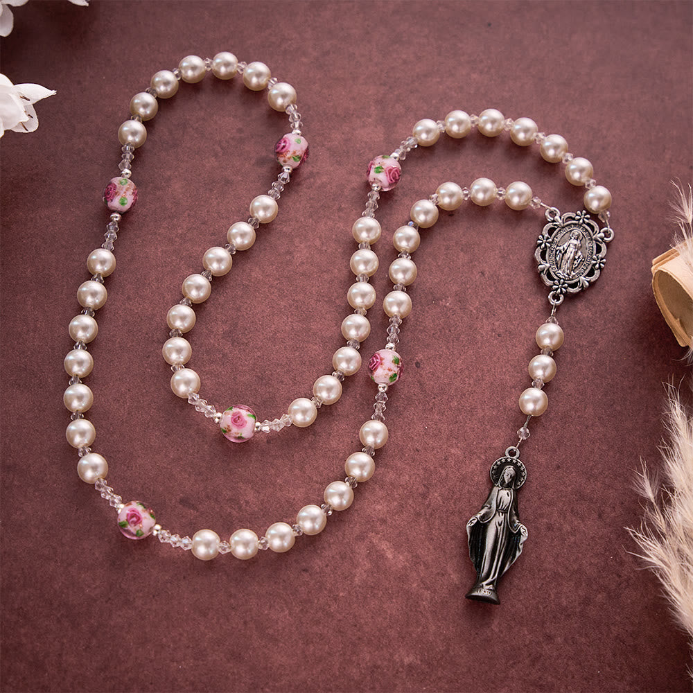SolaceBeads Pearl Chaplet With Lampwork Accents &amp; Marian Charm: Devout Spirit - image 7