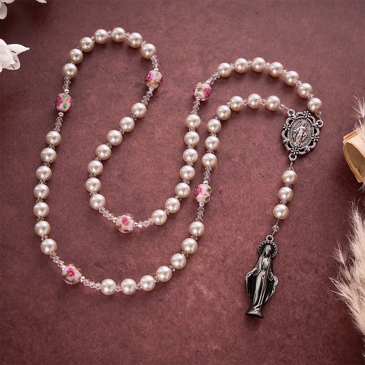 SolaceBeads Pearl Chaplet With Lampwork Accents &amp; Marian Charm: Devout Spirit - image 7