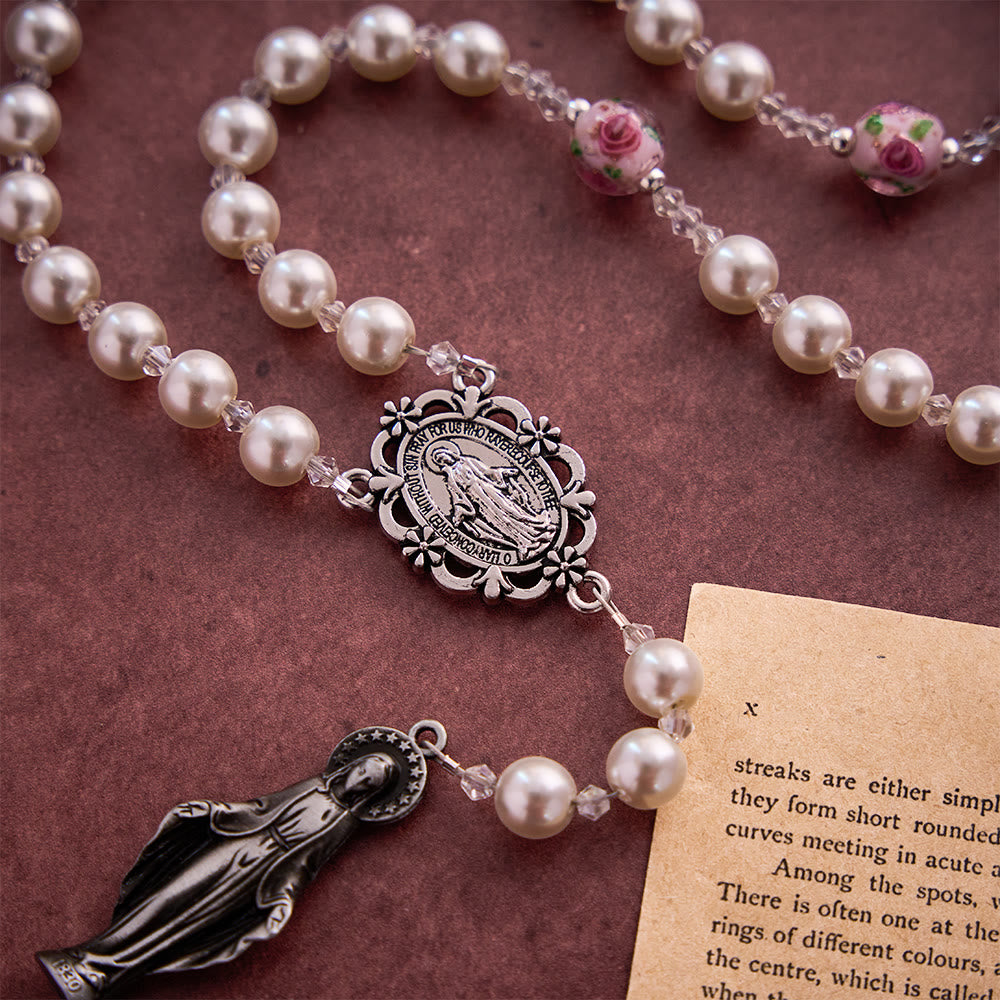 SolaceBeads Pearl Chaplet With Lampwork Accents &amp; Marian Charm: Devout Spirit - image 5