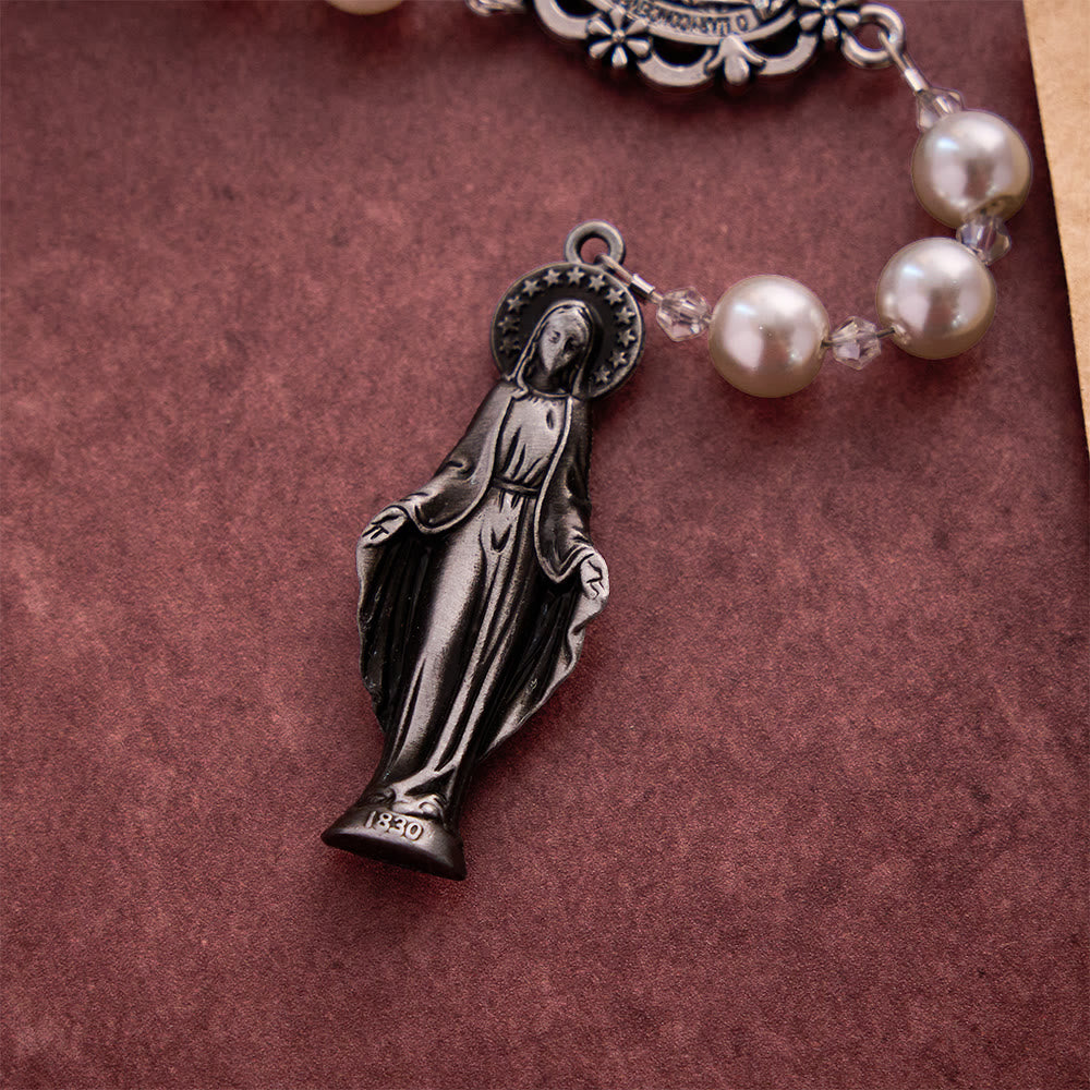 SolaceBeads Pearl Chaplet With Lampwork Accents &amp; Marian Charm: Devout Spirit - image 6
