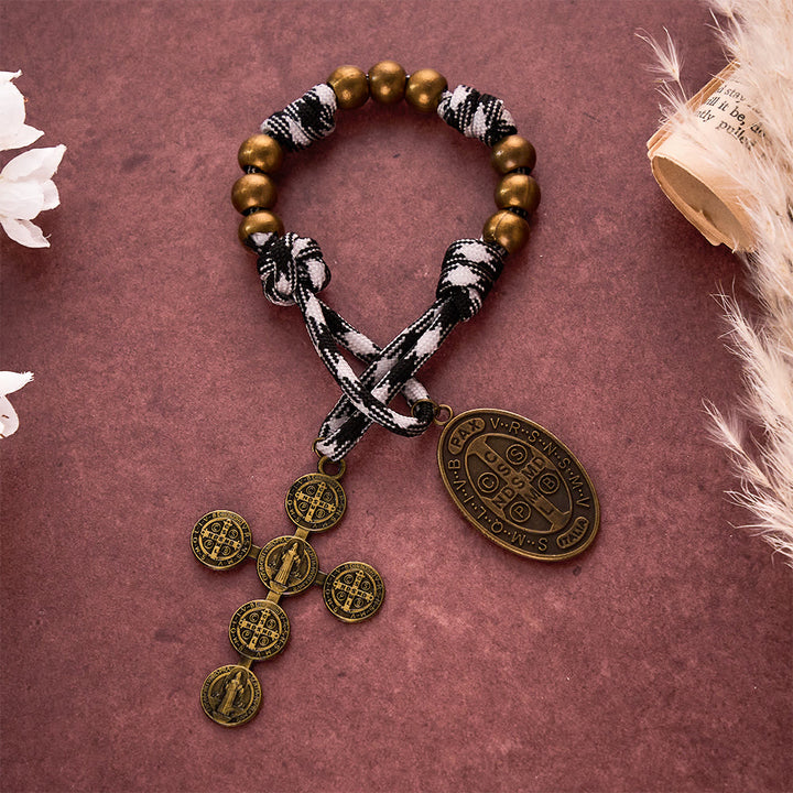 SolaceBeads Antique Bronze Chaplet With St. Benedict Medal &amp; Cross: Protective Devotion - St. Benedict - image 0