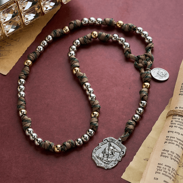 SolaceBeads Handcrafted Two-Tone Rosary, Silver &amp; Gold Beads with Angel Pendant: Guardian Devotion - image 3