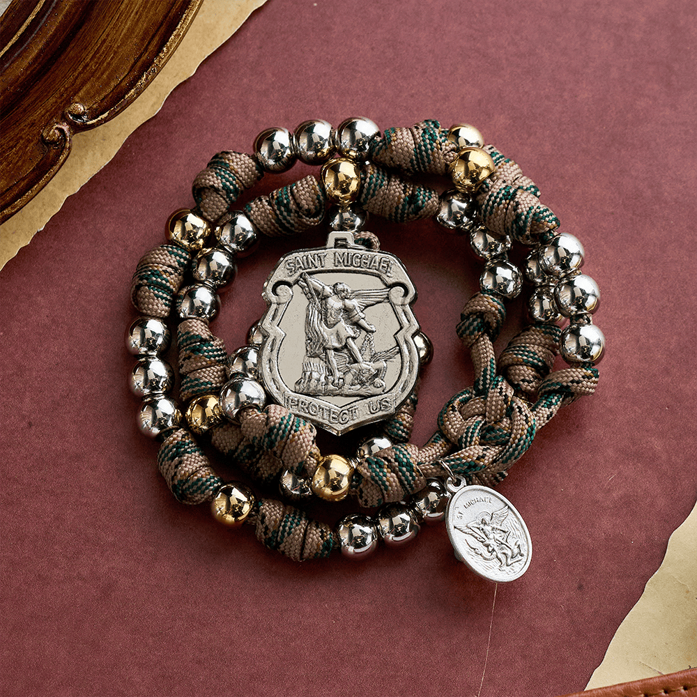 SolaceBeads Handcrafted Two-Tone Rosary, Silver &amp; Gold Beads with Angel Pendant: Guardian Devotion - image 7