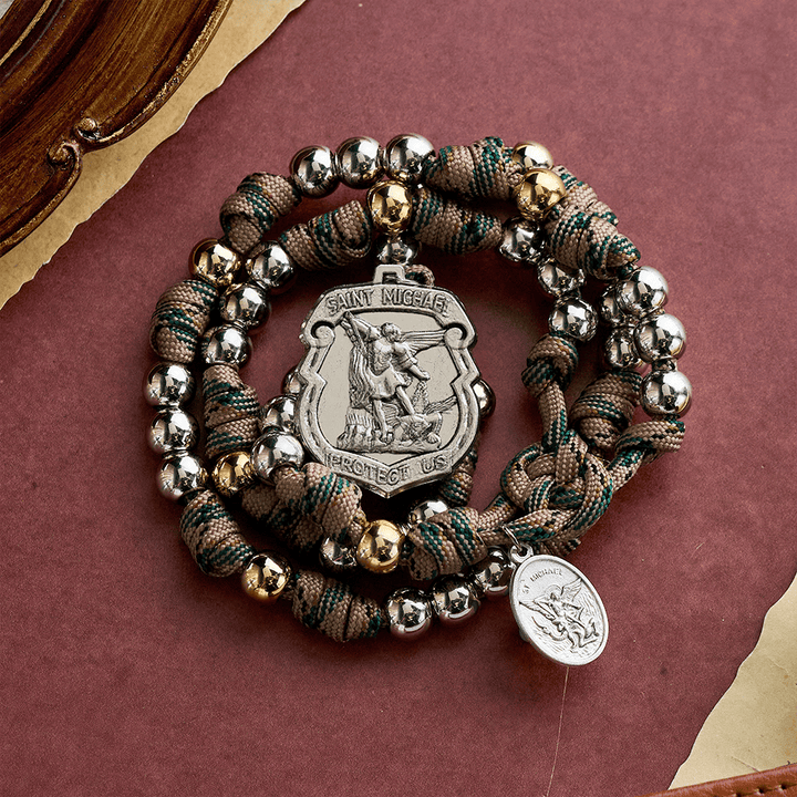 SolaceBeads Handcrafted Two-Tone Rosary, Silver &amp; Gold Beads with Angel Pendant: Guardian Devotion - image 7