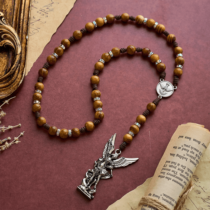 SolaceBeads Sandalwood Rosary Chaplet With Spirit Dove &amp; Archangel Charm: Protective Devotion - image 10