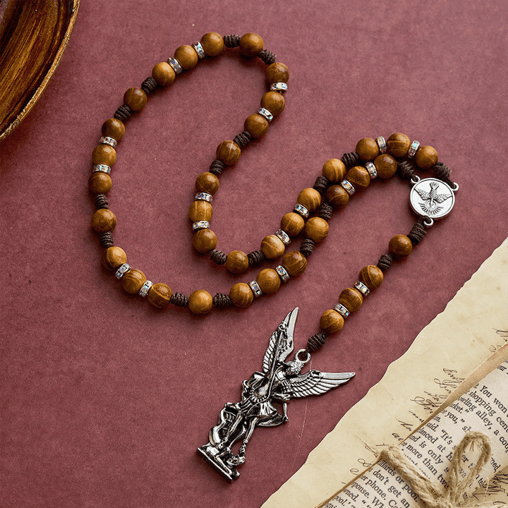 SolaceBeads Sandalwood Rosary Chaplet With Spirit Dove &amp; Archangel Charm: Protective Devotion - image 13