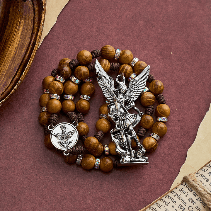 SolaceBeads Sandalwood Rosary Chaplet With Spirit Dove &amp; Archangel Charm: Protective Devotion - image 14