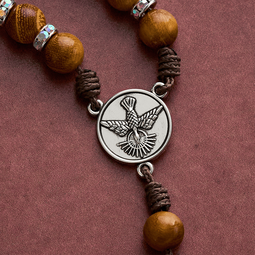 SolaceBeads Sandalwood Rosary Chaplet With Spirit Dove &amp; Archangel Charm: Protective Devotion - image 15