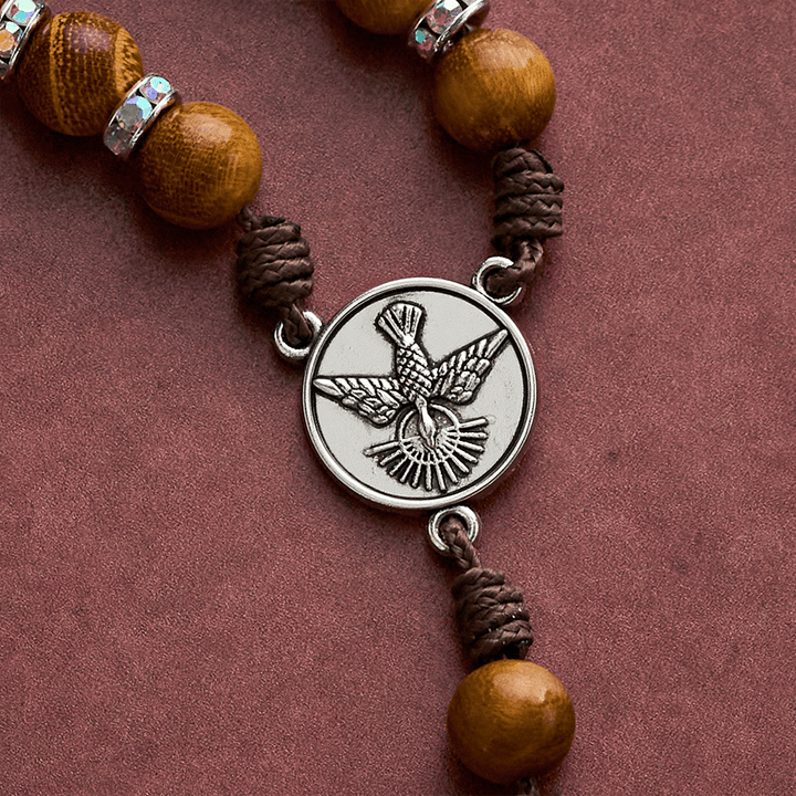 SolaceBeads Sandalwood Rosary Chaplet With Spirit Dove &amp; Archangel Charm: Protective Devotion - image 15