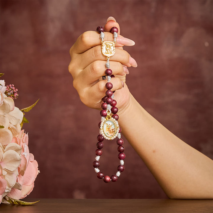 SolaceBeads Purple Sandalwood Rosary Chaplet With Archangel Medal &amp; Charm: Guardian Devotion - image 1