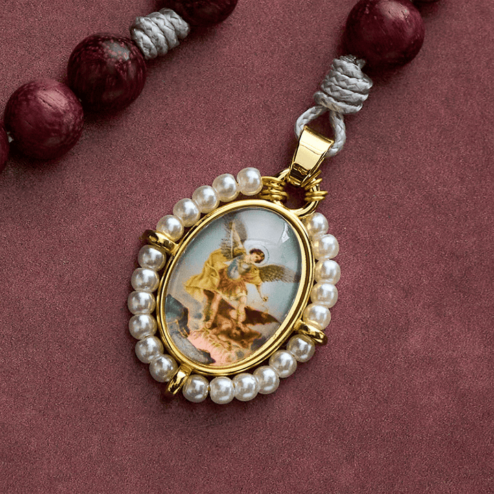 SolaceBeads Purple Sandalwood Rosary Chaplet With Archangel Medal &amp; Charm: Guardian Devotion - image 6